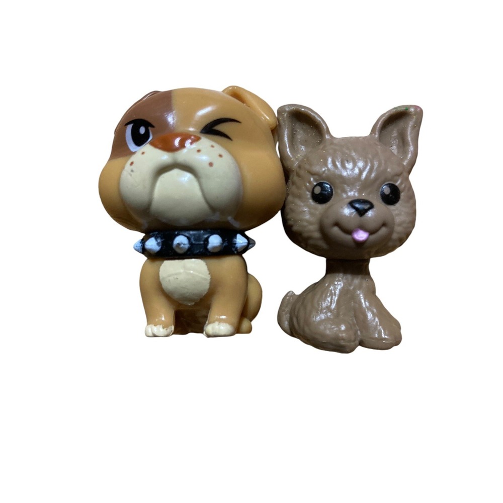 Mattel Barbie Puppy Figure BULLDOG HTF & Yorkie? Dog Mini Fig Collectible